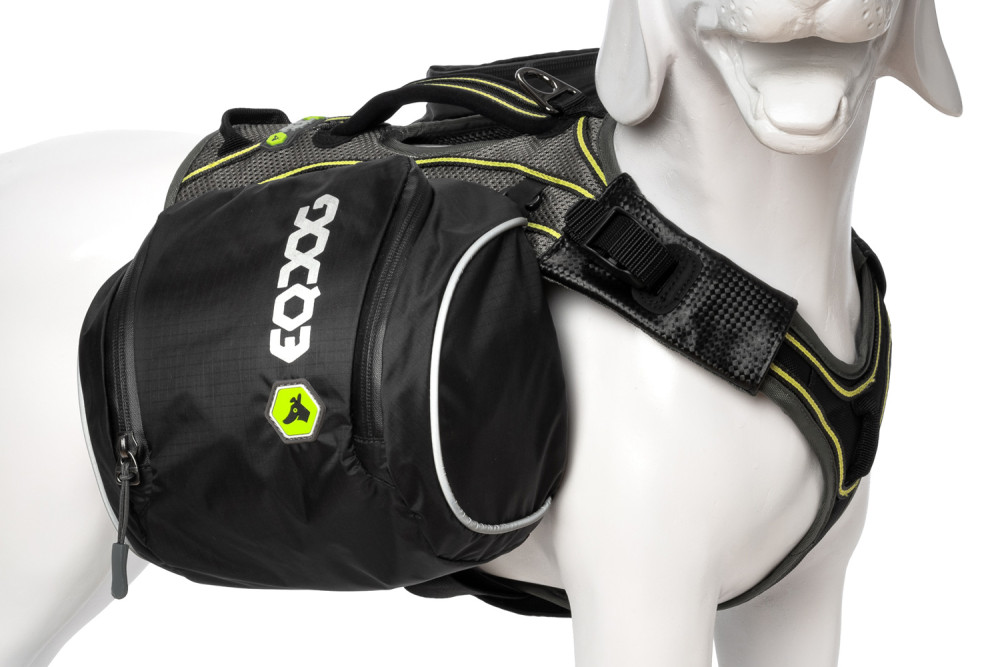 mochila alforja para perros Eqdog FLEX PACK™ compact negro ajuste y funcionalidad para que sea confortable  toma 1