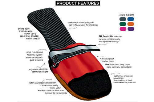 botas zapatos para perros FL Muttluks las mejores en comodidad y protección. suela de piel transpirable y flexible rojo 2