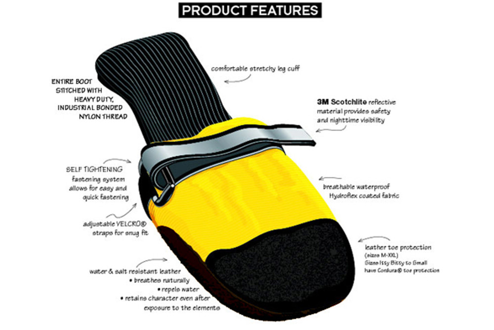 Las botas zapatos para perros AW  Muttluks mejores en comodidad y protección. suela de piel transpirable y flexible amarillo 2