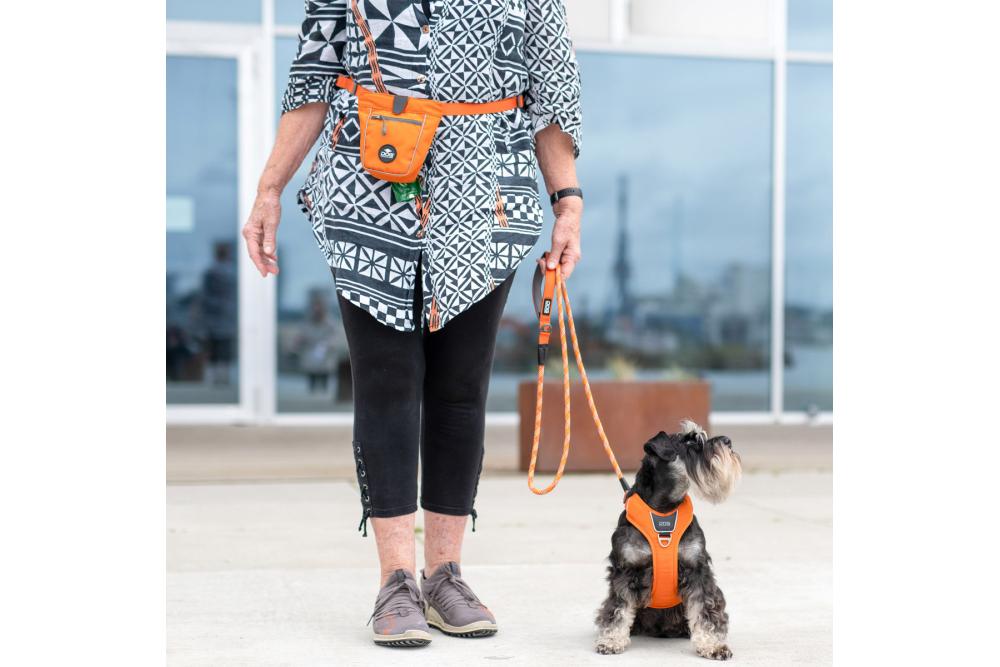 Bolsa para premios golosinas para entrenamiento perros DOG Copenhagen. Cierre magnético y dispensador de bolsitas . Con perro 1