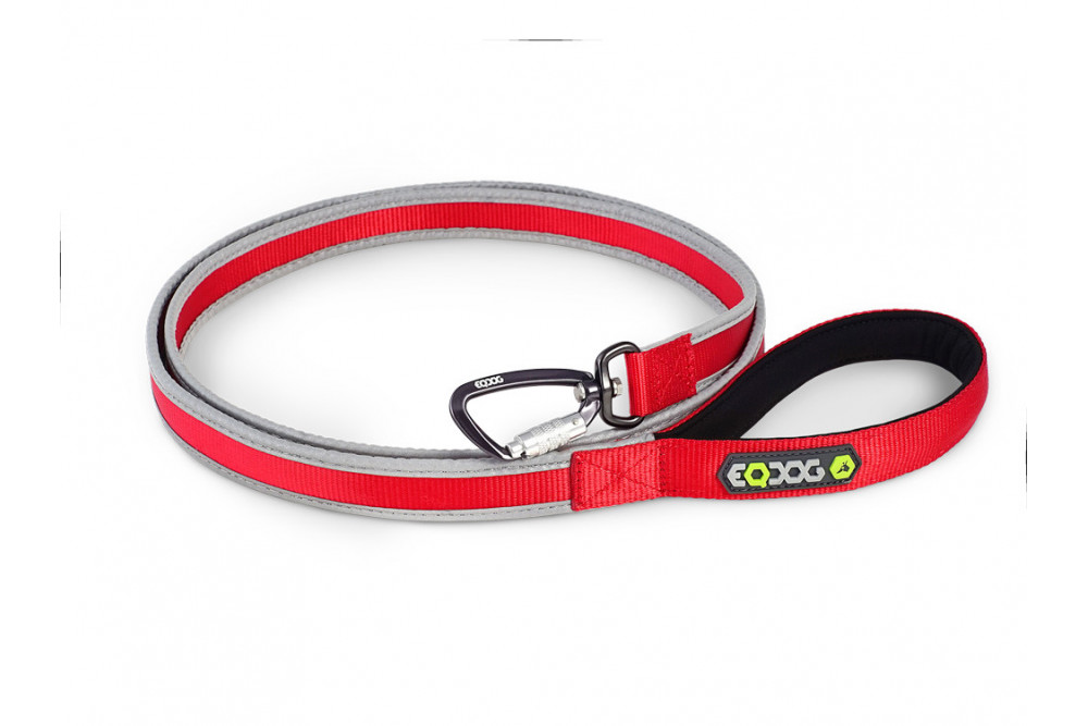 correa para perros Reflective Leash™ Eqdog resistente mosquetón de duraluminio con cierre de seguridad. rojo