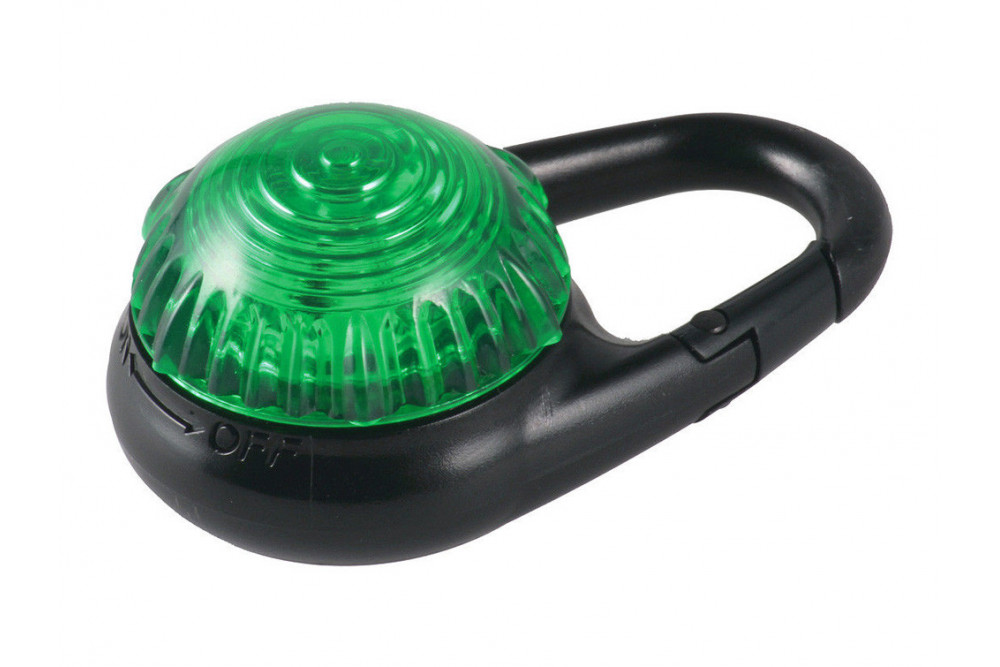 Luz led colgante verde alta visibilidad y seguridad. Uso en collares, arneses, correas. Resistente, sumergible toma 2