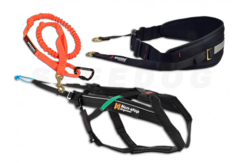 Pack, equipación canicross FREEMOTION Non-Stop PLUS. canicross, skijoring, bikejoring,  incluye arnés, cinturón y linea toma 1