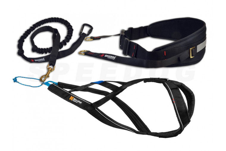 Pack equipación canicross NANSE NOME Non-Stop PLUS. canicross, skijoring, bikejoring, incluye arnés, cinturón y linea toma 1