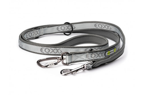 correa multifunción para perros PRO Leash II gris Eqdog regulable a varias longitudes, doble mosquetón toma 1
