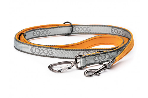 correa multifunción para perros PRO Leash II naranja Eqdog regulable a varias longitudes, doble mosquetón toma 1