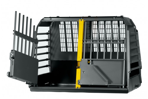 El transportin jaula coche para dos perros Variocage DOBLE XXL+ los más seguros. MIMSafe Suecia.