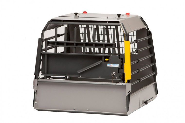 transportin jaula de coche para dos perros Variocage SINGLE COMPACT XL son los más seguros e innovadores. MIMSafe Suecia.toma 1