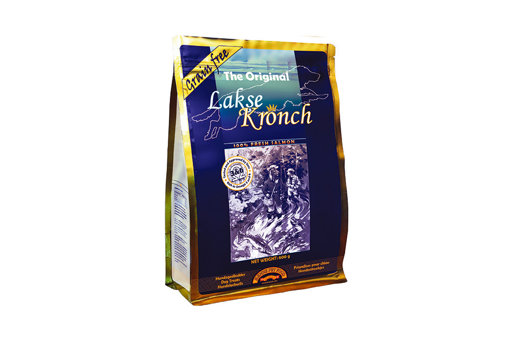 Snacks Lakse Kronch 600 g. de salmón.  Conocido la importancia de omega 3 y omega 6 en la alimentación de los perros.