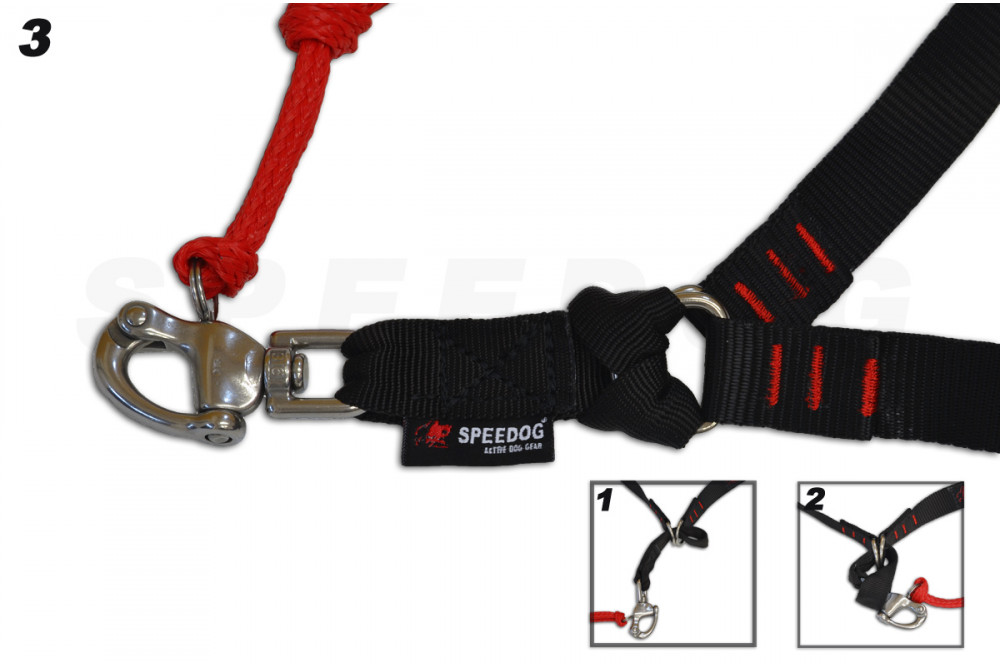 Mosquetón de liberación rápida PLUS INOX. para Canicross y Skijoring. resistencia de uso 300kg. y Rotura 1200 kg. toma 3